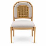 JYX-286 White Seat Classic Cane-Back Dining Chair front view