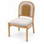 JYX-286 White Seat Classic Cane-Back Dining Chair left 45-degree view