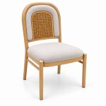 JYX-286 White Seat Classic Cane-Back Dining Chair right 45-degree view