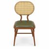 JYX-291 Olive Green Seat Oval Cane-Back Dining Chair