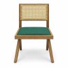 JYX-292 Green Seat Rectangular Cane-Back Dining Chair