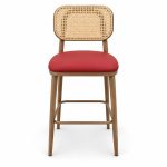 JYX-293 Red Seat Cane-Back Bar Stool front view