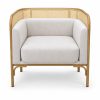 JYX-294 White Cushioned Cane-Trimmed Lounge Chair