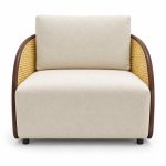 JYX-295 White Cushioned Cane-Side Lounge Chair front view