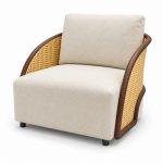 JYX-295 White Cushioned Cane-Side Lounge Chair left 45-degree view