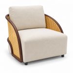 JYX-295 White Cushioned Cane-Side Lounge Chair right 45-degree view