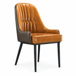 RH-3002B Caramel Channel-Tufted Banquet Chair — left 45 view