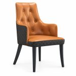RH-3006 Caramel Button-Tufted Arm Banquet Chair — left 45 view