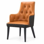 RH-3006 Caramel Button-Tufted Arm Banquet Chair — right 45 view