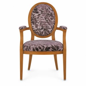 RH-6011 Patterned Oval-Back Arm Banquet Chair — front view
