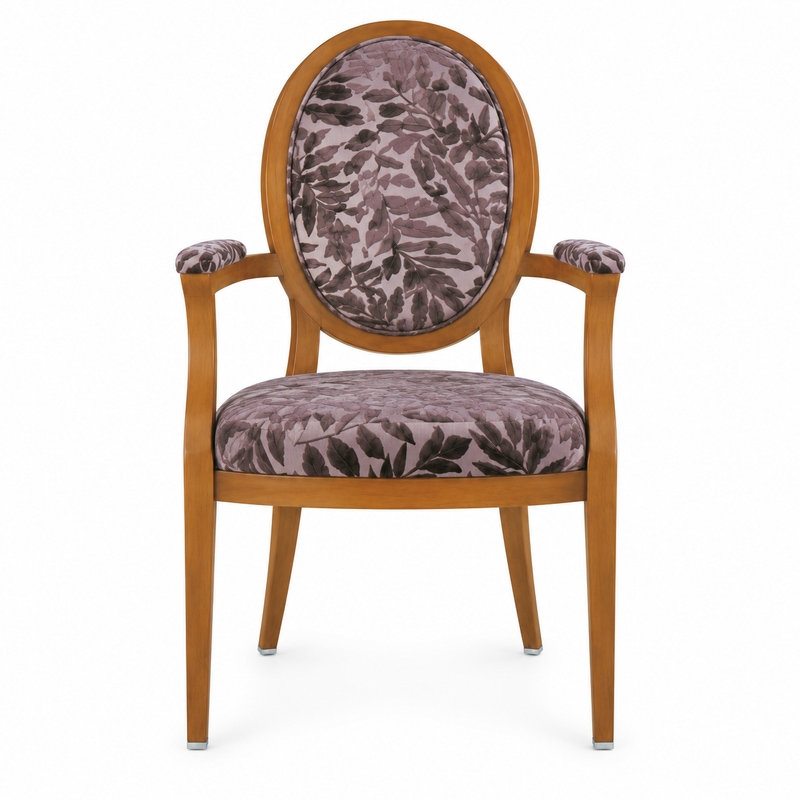 RH-6011 Patterned Oval-Back Arm Banquet Chair