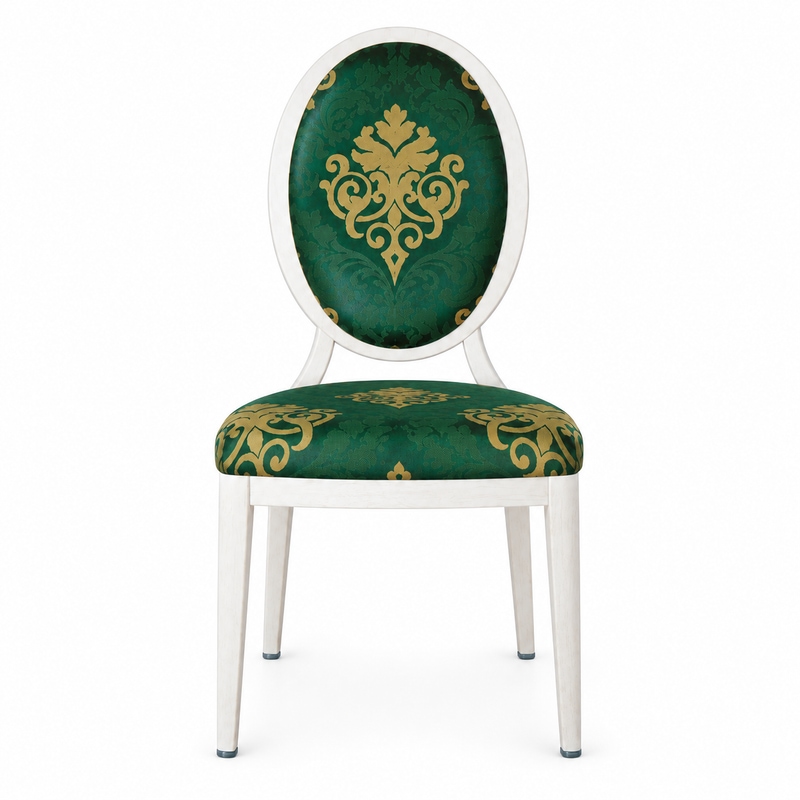RH-6012 Green Ornamental Oval-Back Banquet Chair