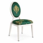 RH-6012 Green Ornamental Oval-Back Banquet Chair — left 45 view