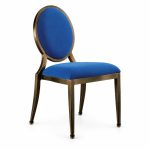 RH-6015 Blue Oval-Back Banquet Chair — left 45 view