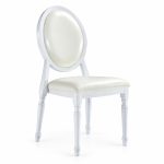 RH-6022 White Oval-Back Banquet Chair — left 45 view