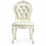 RH-6023 Ivory Ornate Tufted Banquet Chair — front view