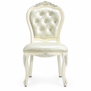 RH-6023 Ivory Ornate Tufted Banquet Chair — front view