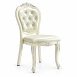 RH-6023 Ivory Ornate Tufted Banquet Chair — left 45 view