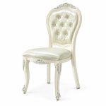 RH-6023 Ivory Ornate Tufted Banquet Chair — right 45 view