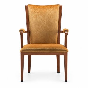 RH-6032 Gold Upholstered Arm Banquet Chair — front view