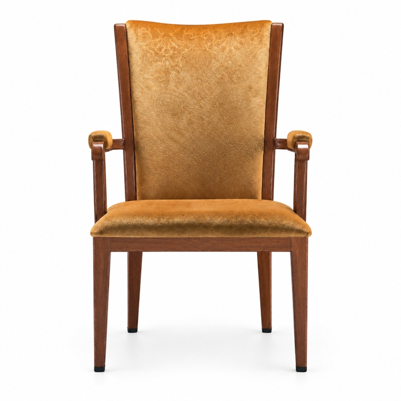RH-6032 Gold Upholstered Arm Banquet Chair