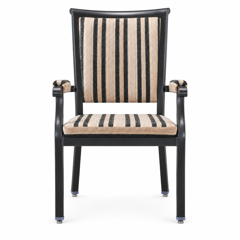 RH-6033 Striped Upholstered Arm Banquet Chair