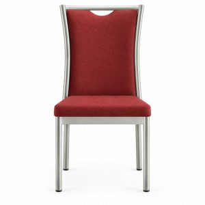 RH-6050 Red Silver-Tone Frame Banquet Chair — front view