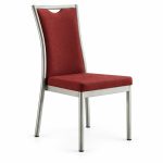 RH-6050 Red Silver-Tone Frame Banquet Chair — left 45 view