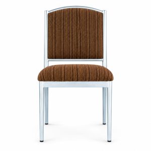 RH-6053 Brown Ribbed Upholstered Banquet Chair — front view