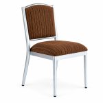 RH-6053 Brown Ribbed Upholstered Banquet Chair — left 45 view