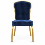 RH-7001 Navy Gold-Tone Frame Banquet Chair — front view