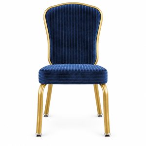 RH-7001 Navy Gold-Tone Frame Banquet Chair — front view
