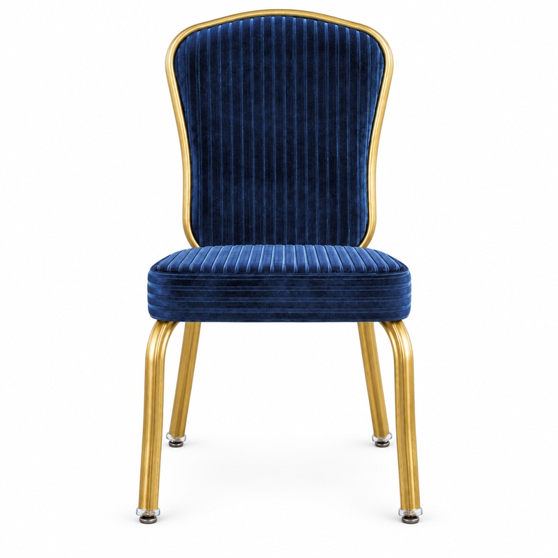 RH-7001 Navy Gold-Tone Frame Banquet Chair