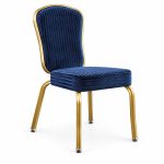 RH-7001 Navy Gold-Tone Frame Banquet Chair — left 45 view