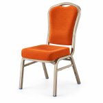 RH-7002 Orange Silver-Tone Frame Banquet Chair — right 45 view