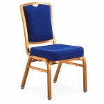 RH-7004 Blue Rectangular-Back Banquet Chair — left 45 view
