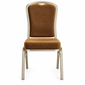 RH-7012 Brown Silver-Tone Frame Banquet Chair — front view
