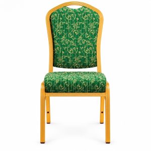 RH-7014 Green Ornamental Gold-Tone Banquet Chair — front view