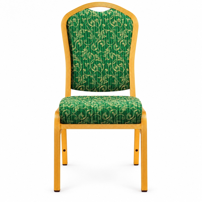 RH-7014 Green Ornamental Gold-Tone Banquet Chair