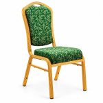 RH-7014 Green Ornamental Gold-Tone Banquet Chair — left 45 view