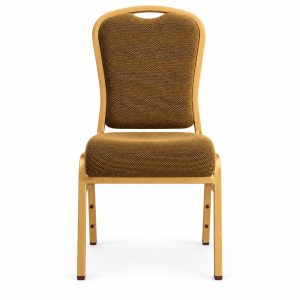RH-7015 Brown Gold-Tone Frame Banquet Chair — front view