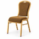 RH-7015 Brown Gold-Tone Frame Banquet Chair — right 45 view