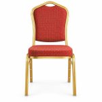 RH-7020 Red Gold-Tone Frame Banquet Chair — front view