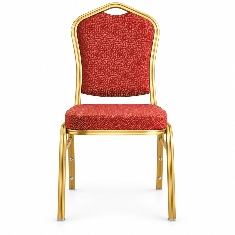 RH-7020 Red Gold-Tone Frame Banquet Chair