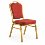 RH-7020 Red Gold-Tone Frame Banquet Chair — left 45 view