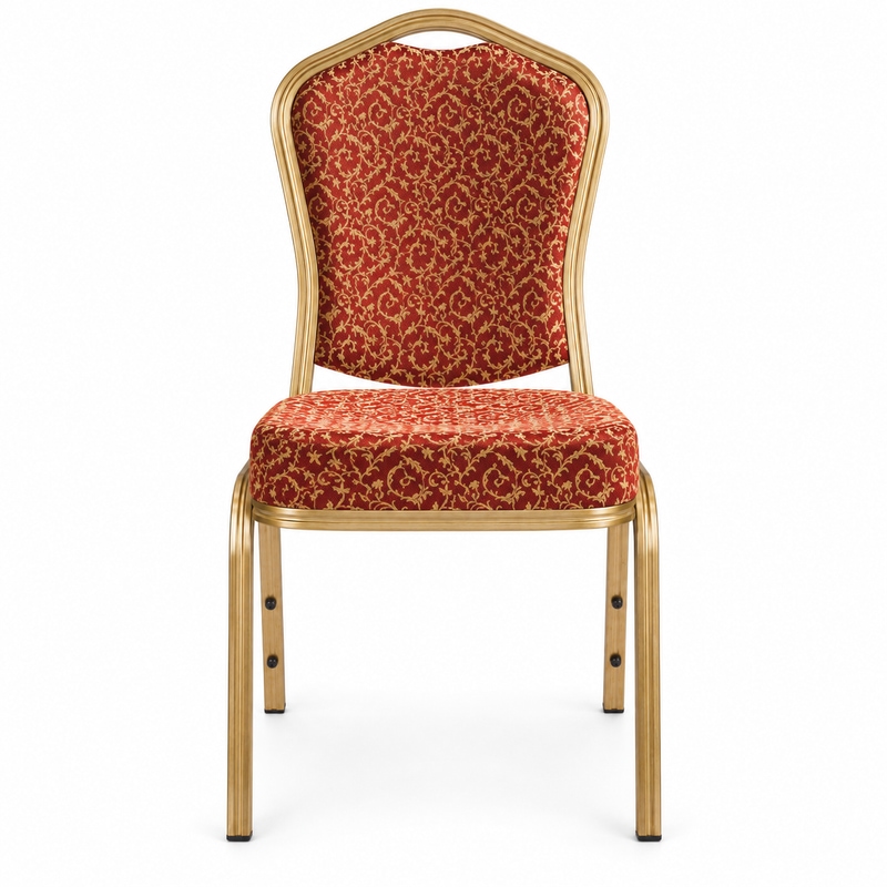 RH-7022 Red Patterned Gold-Tone Banquet Chair