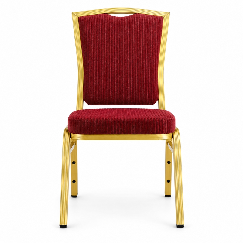 RH-7023 Burgundy Rectangular-Back Banquet Chair