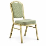 RH-7025 Sage Green Gold-Tone Banquet Chair — left 45 view