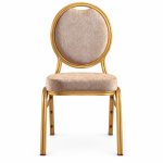 RH-7030 Beige Oval-Back Banquet Chair — front view