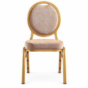 RH-7030 Beige Oval-Back Banquet Chair — front view